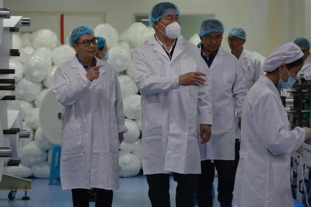 天水市市长王军一行领导来我公司视察口罩项目